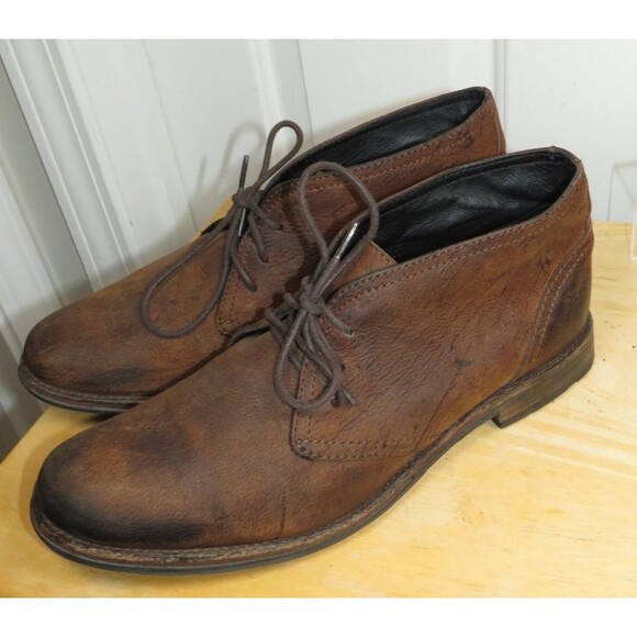 FRYE Men\'s Sz 9.5 D Oscar Chukka Ankle Boots Whiskey Brown Leather Style 3482460 main image 6
